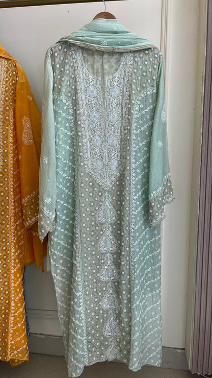 Pearl Sequins And Katdana On Mul Chanderi · 28 Artisan Hours of work · The Tehzeeb Edit