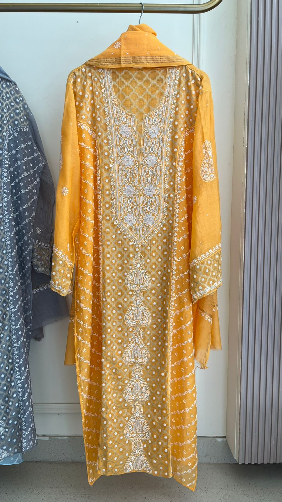 Pearl Sequins And Katdana On Mul Chanderi · 28 Artisan Hours of work · The Tehzeeb Edit