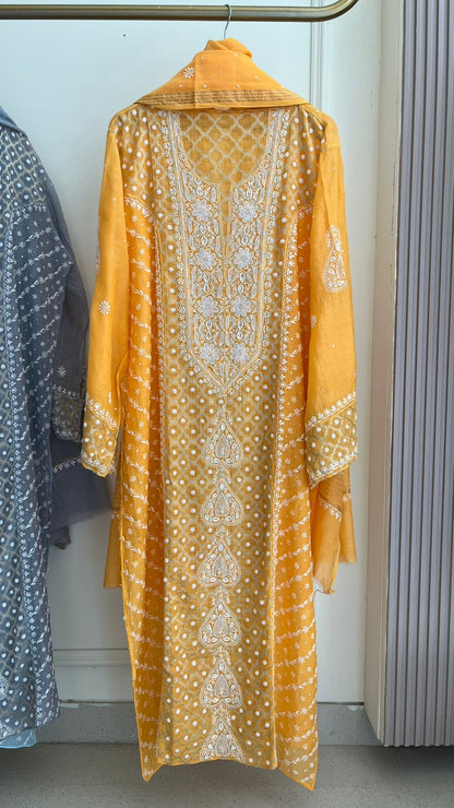 Pearl Sequins And Katdana On Mul Chanderi · 28 Artisan Hours of work · The Tehzeeb Edit
