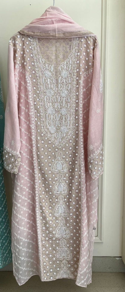 Pearl Sequins And Katdana On Mul Chanderi · 28 Artisan Hours of work · The Tehzeeb Edit