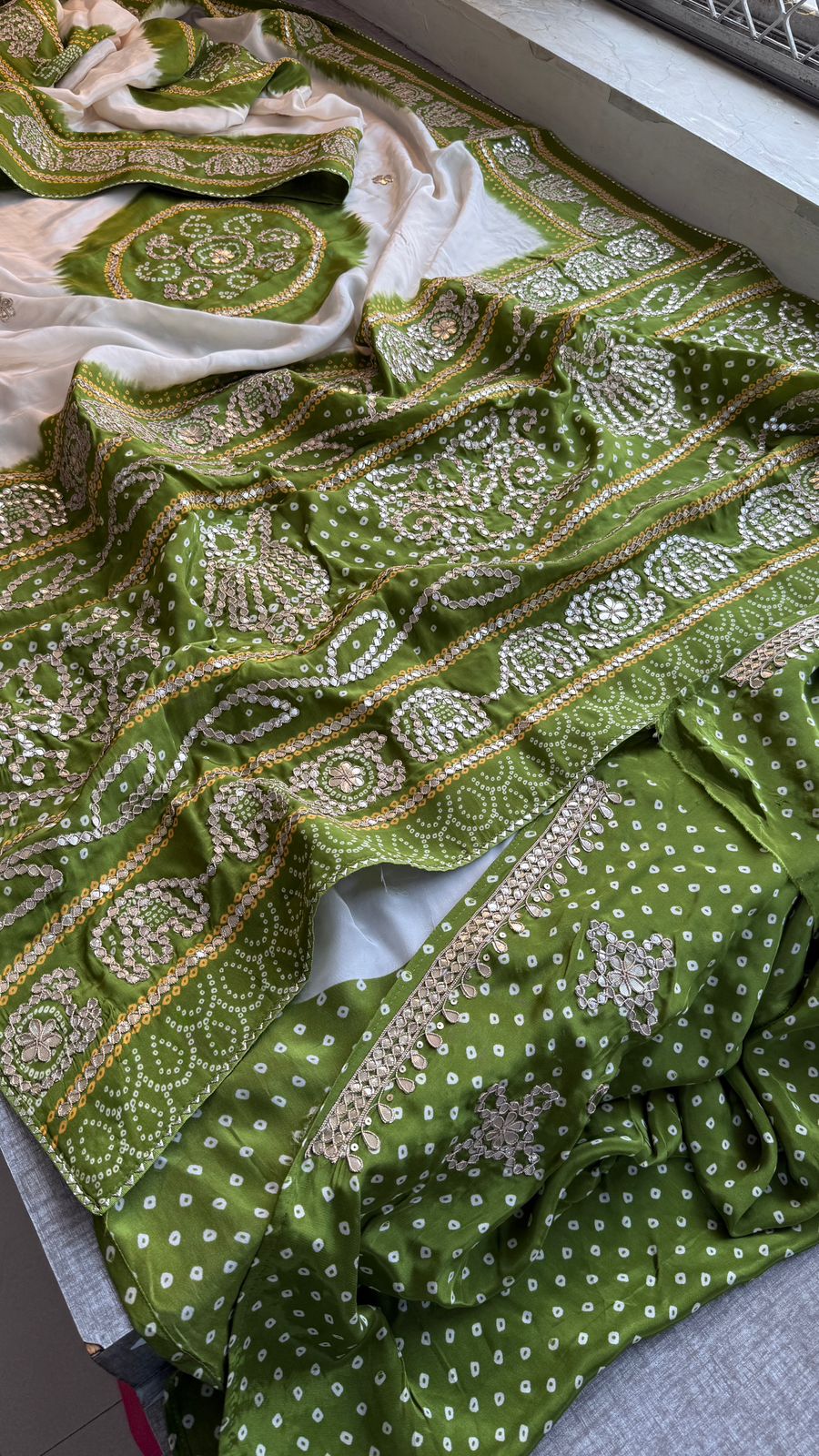 Gotta Patti On Munga Silk Digital Print · 24 Artisan Hours of work · The Mehfil Edit