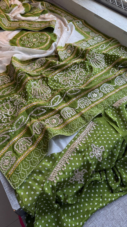Gotta Patti On Munga Silk Digital Print · 24 Artisan Hours of work · The Mehfil Edit