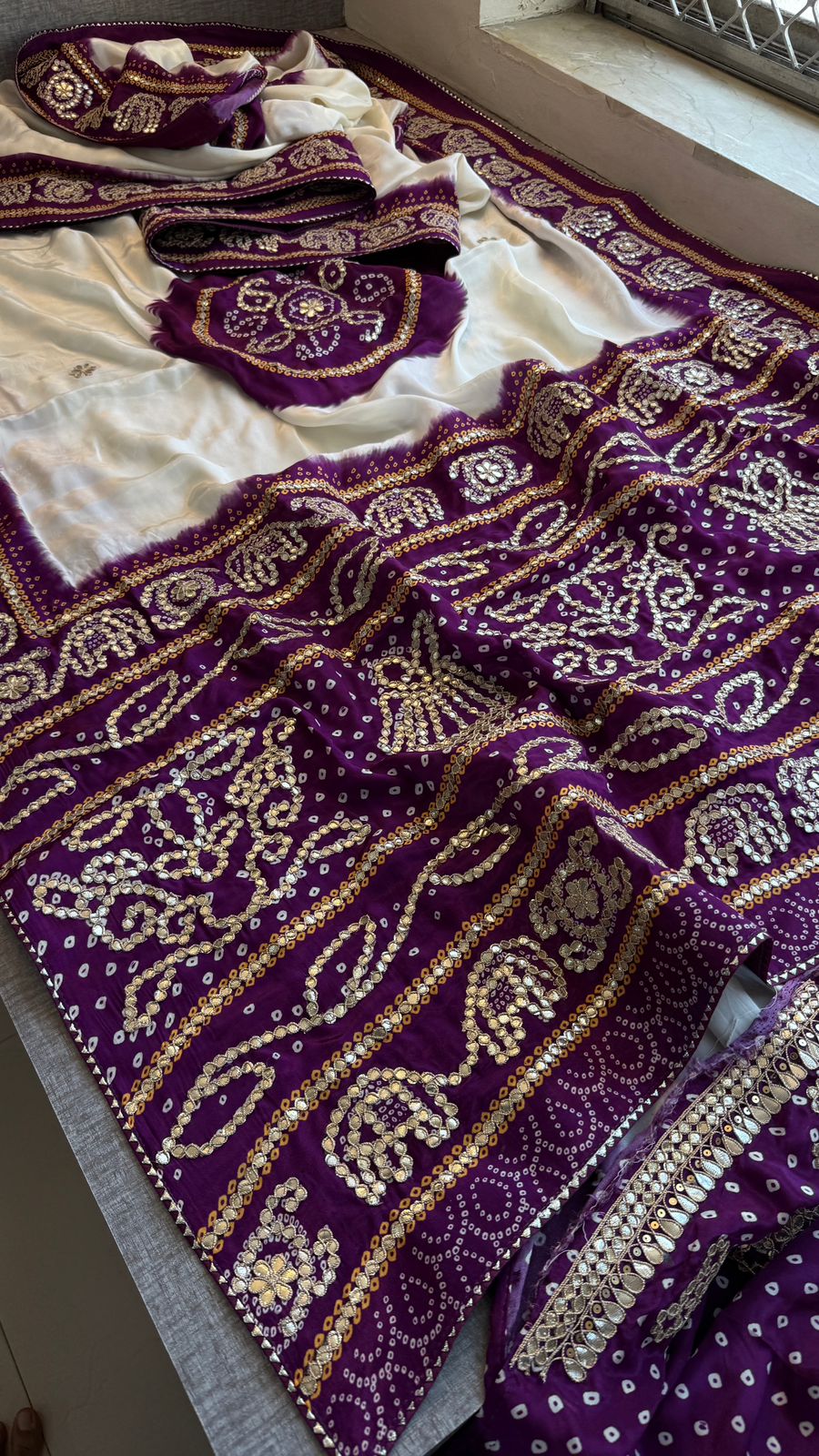 Gotta Patti On Munga Silk Digital Print · 24 Artisan Hours of work · The Mehfil Edit