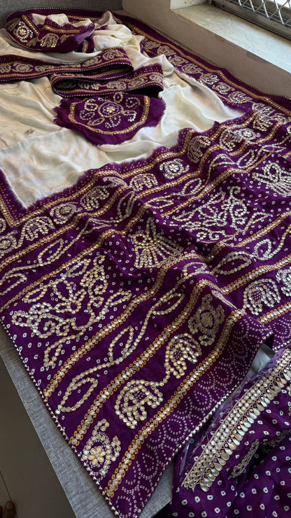 Gotta Patti On Munga Silk Digital Print · 24 Artisan Hours of work · The Mehfil Edit