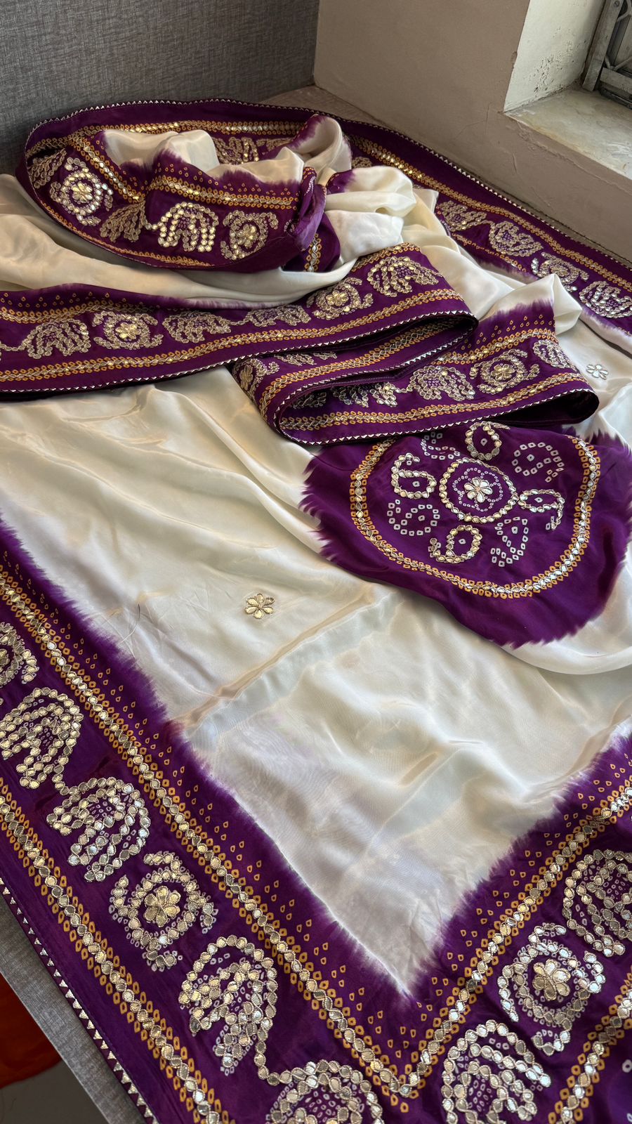 Gotta Patti On Munga Silk Digital Print · 24 Artisan Hours of work · The Mehfil Edit