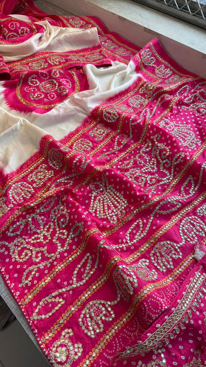Gotta Patti On Munga Silk Digital Print · 24 Artisan Hours of work · The Mehfil Edit