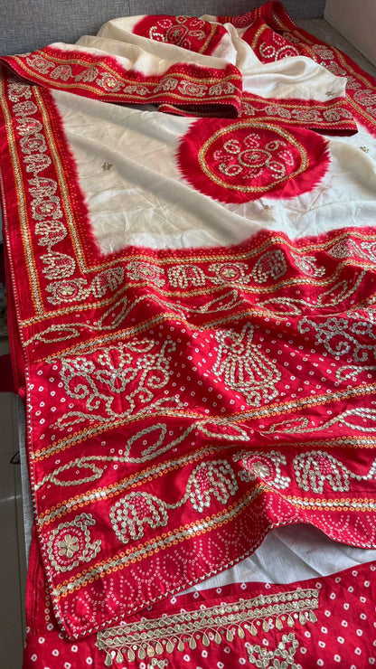 Gotta Patti On Munga Silk Digital Print · 24 Artisan Hours of work · The Mehfil Edit