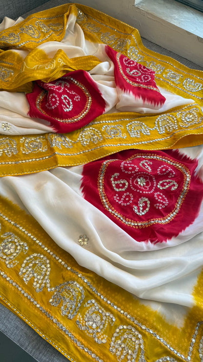 Gotta Patti On Munga Silk Digital Print · 24 Artisan Hours of work · The Mehfil Edit