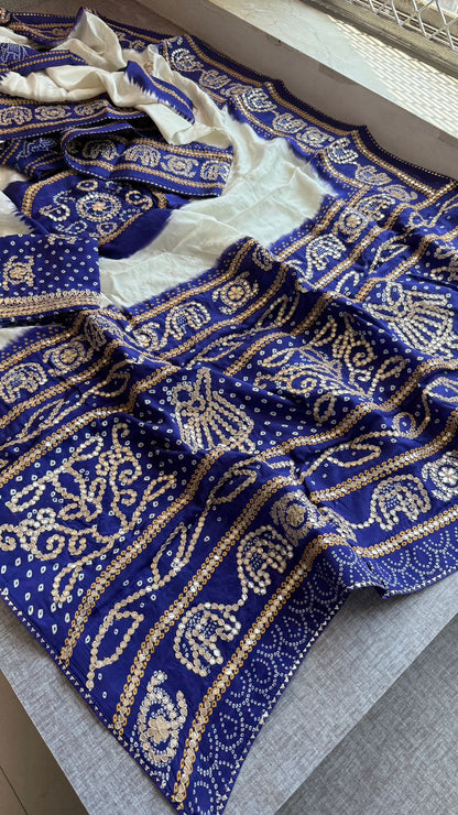 Gotta Patti On Munga Silk Digital Print · 24 Artisan Hours of work · The Mehfil Edit