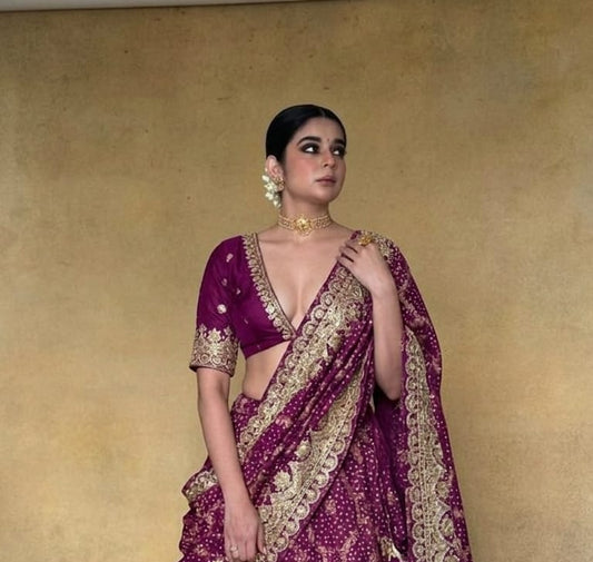 Zari Gotta Patti And Zarkan On Munga Silk Banarasi · 52 Artisan Hours of work · The Mehfil Edit