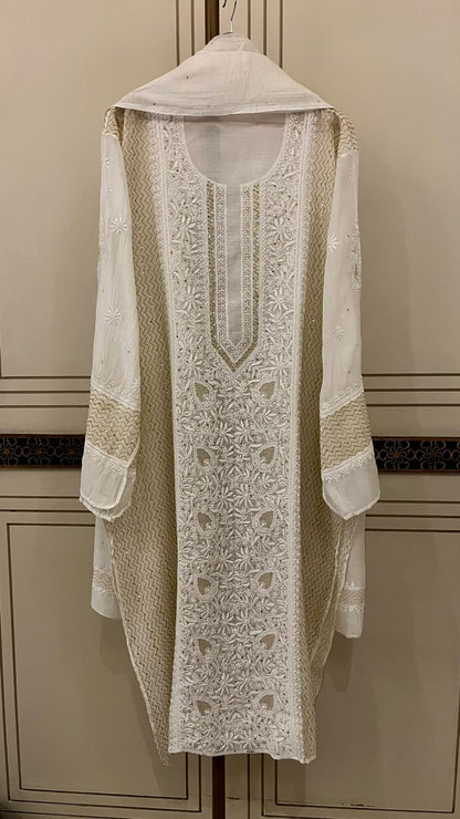 Sequins Katdana And Kasab On Mul Chanderi · 24 Artisan Hours of work · The Adaa Edit