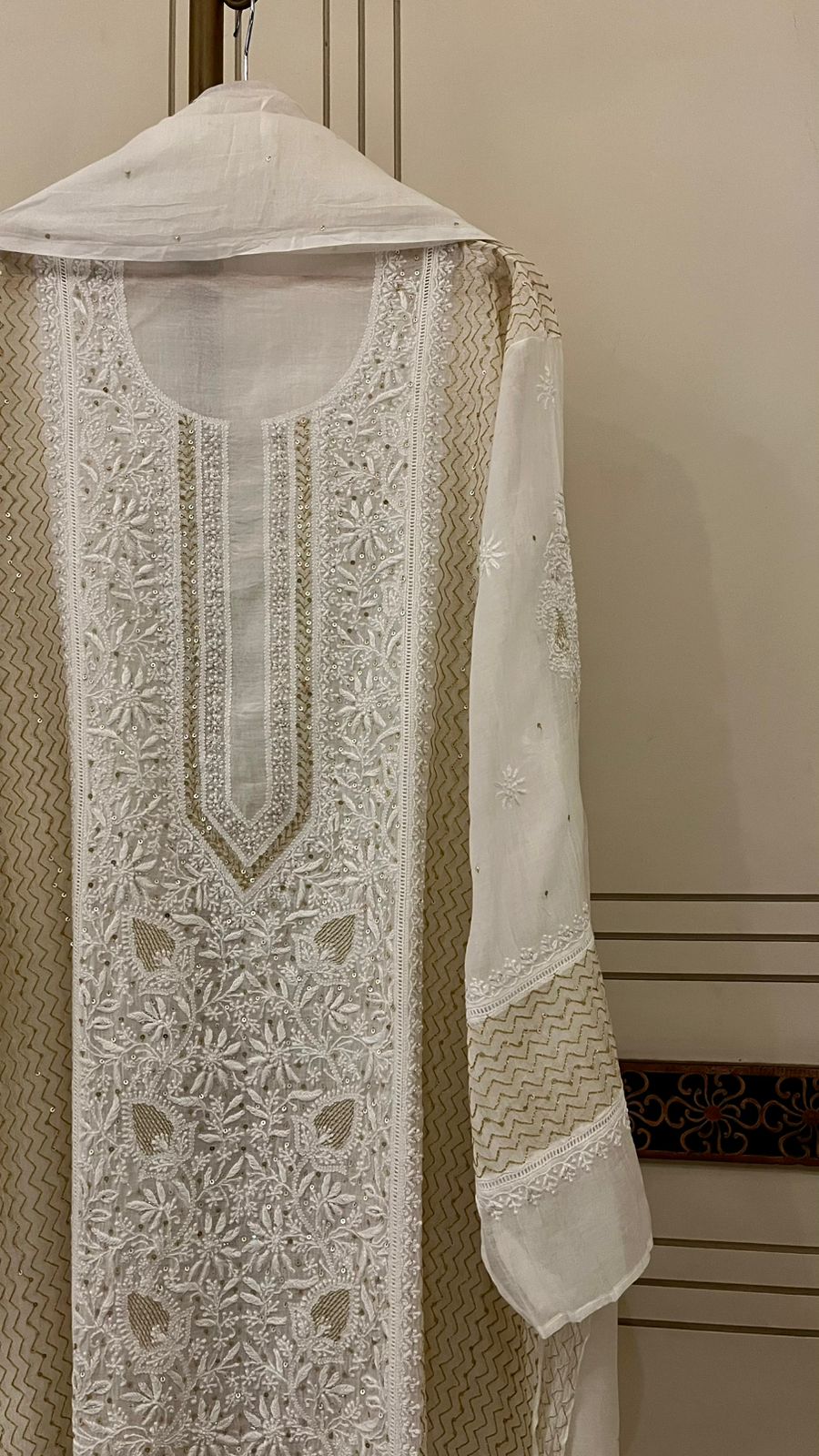 Sequins Katdana And Kasab On Mul Chanderi · 24 Artisan Hours of work · The Adaa Edit