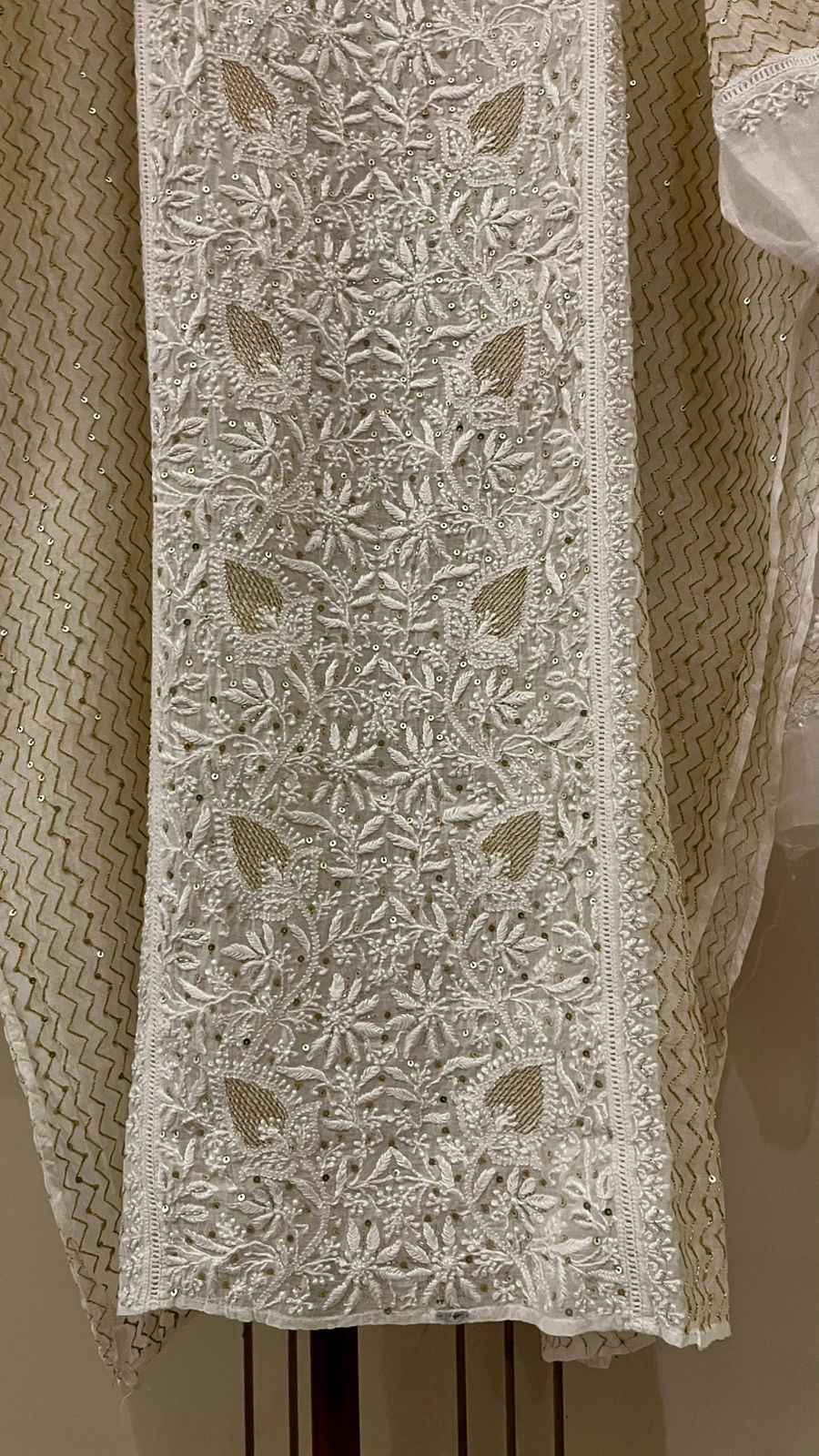 Sequins Katdana And Kasab On Mul Chanderi · 24 Artisan Hours of work · The Adaa Edit