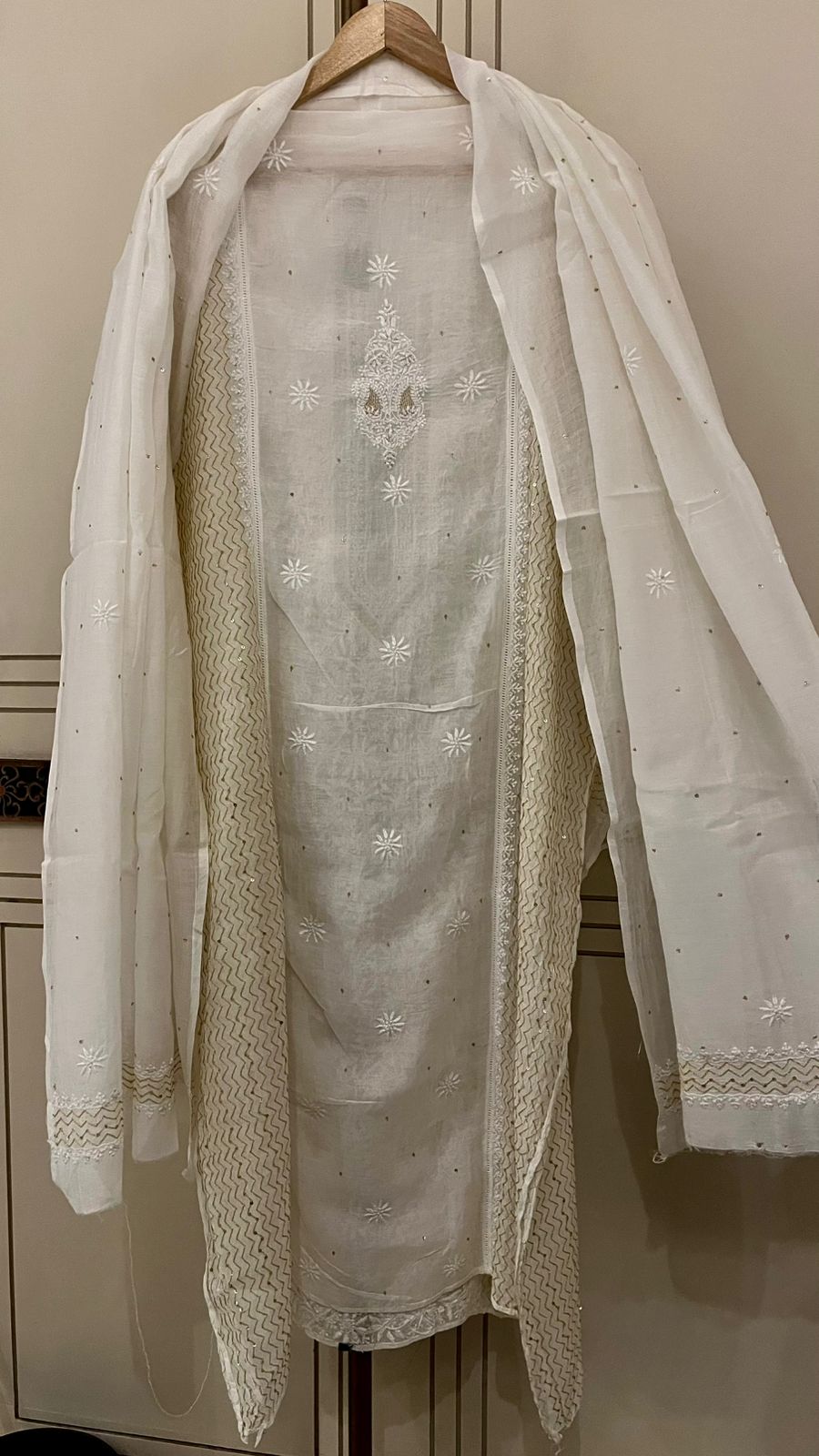 Sequins Katdana And Kasab On Mul Chanderi · 24 Artisan Hours of work · The Adaa Edit