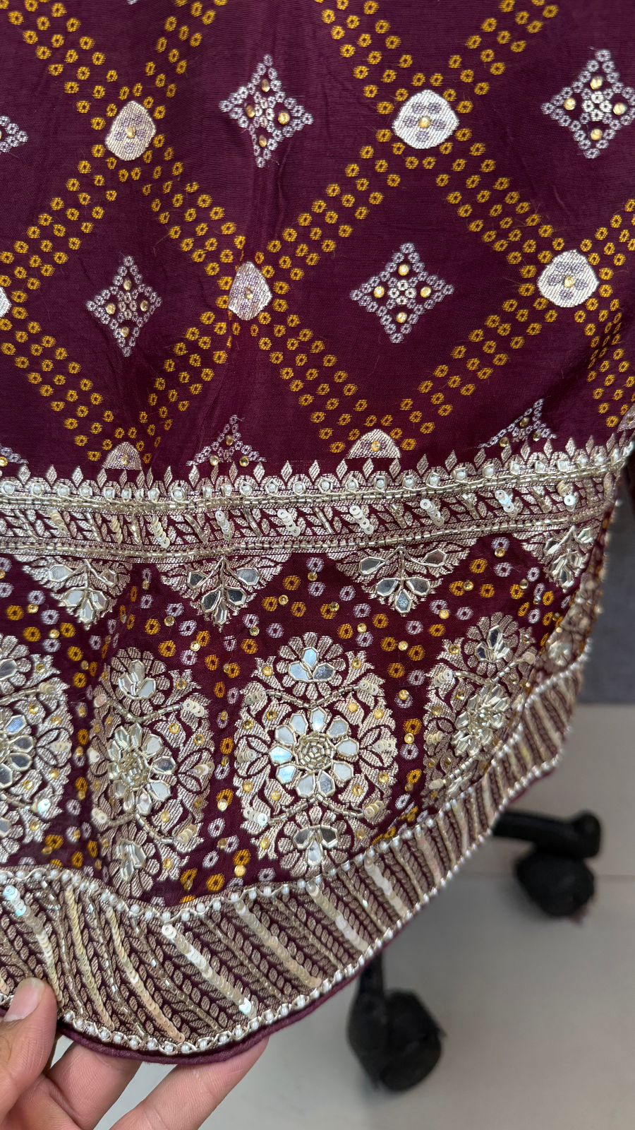 Zardozi Gotta Patti And Pearl On Munga Silk Banarasi Bandhani · 44 Artisan Hours of work · The Imambara Edit