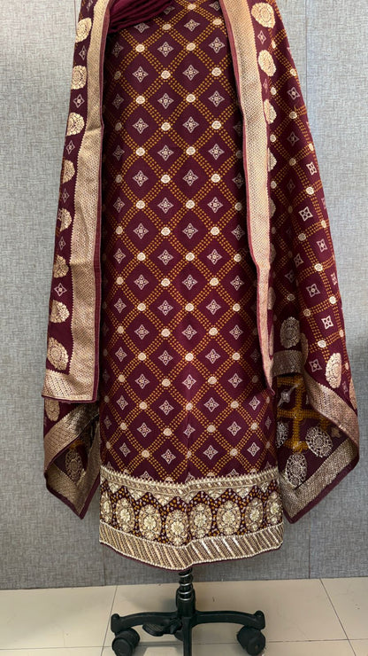 Zardozi Gotta Patti And Pearl On Munga Silk Banarasi Bandhani · 44 Artisan Hours of work · The Imambara Edit