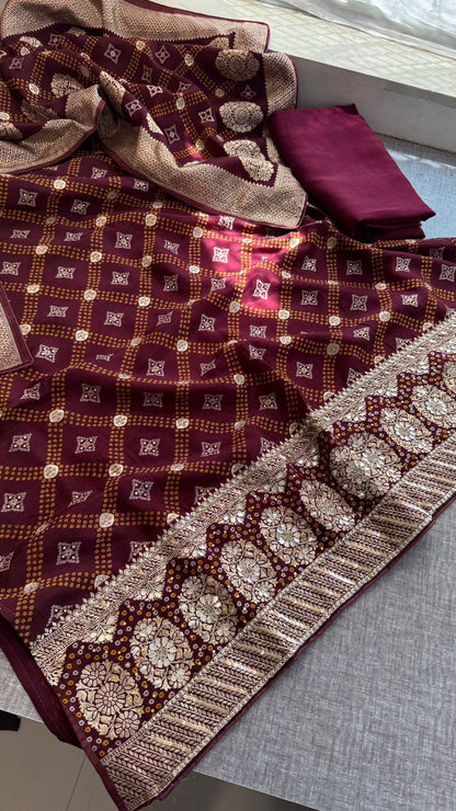 Zardozi Gotta Patti And Pearl On Munga Silk Banarasi Bandhani · 44 Artisan Hours of work · The Imambara Edit