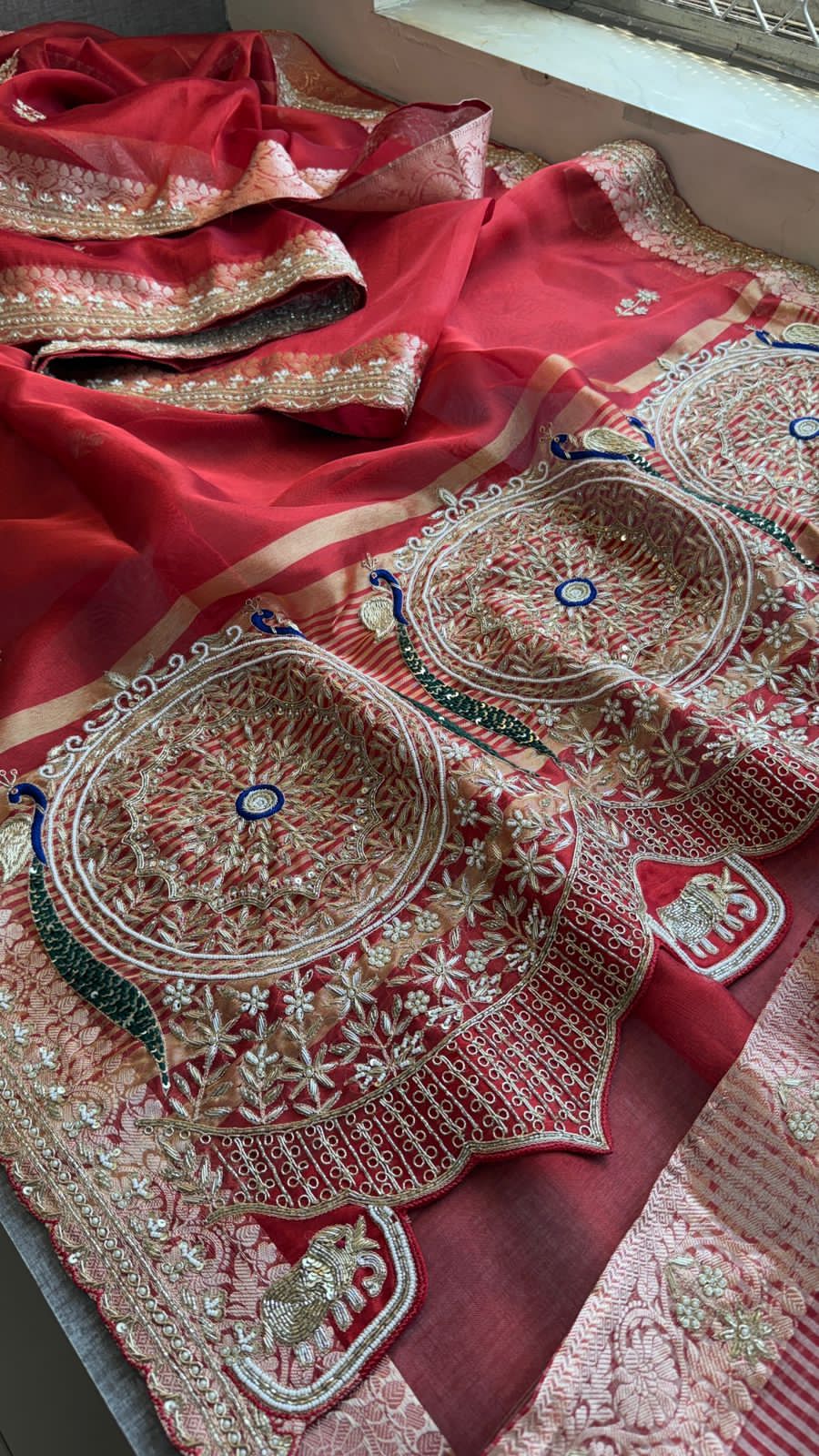 Zardozi Kutdana And Pearl On Tissue Silk Banarasi · 68 Artisan Hours of work · The Noor Edit