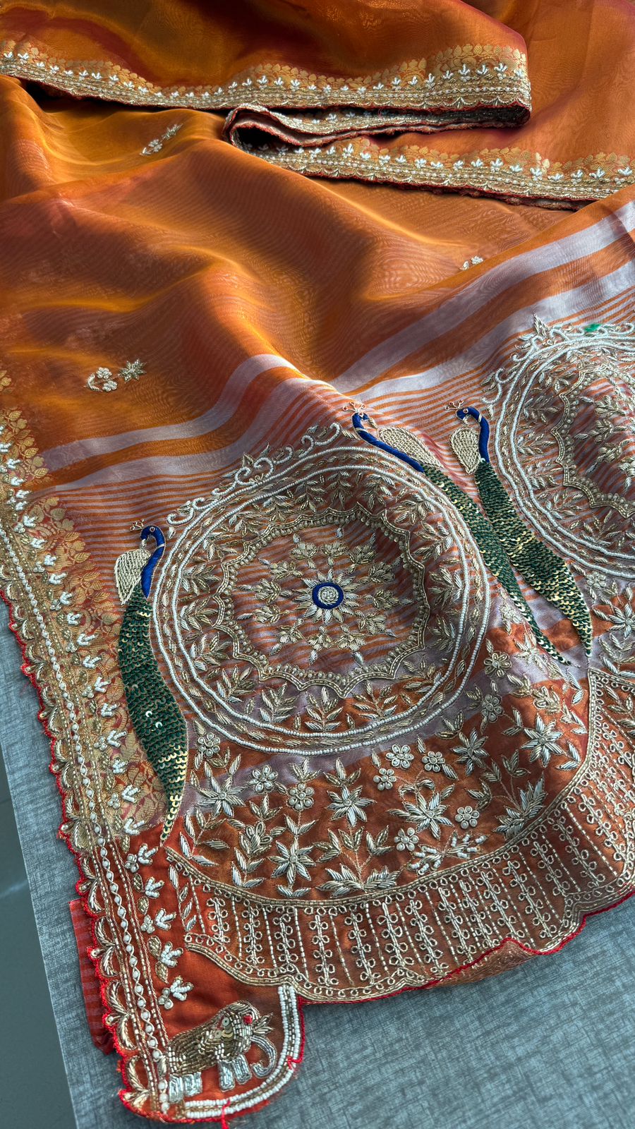 Zardozi Kutdana And Pearl On Tissue Silk Banarasi · 68 Artisan Hours of work · The Noor Edit