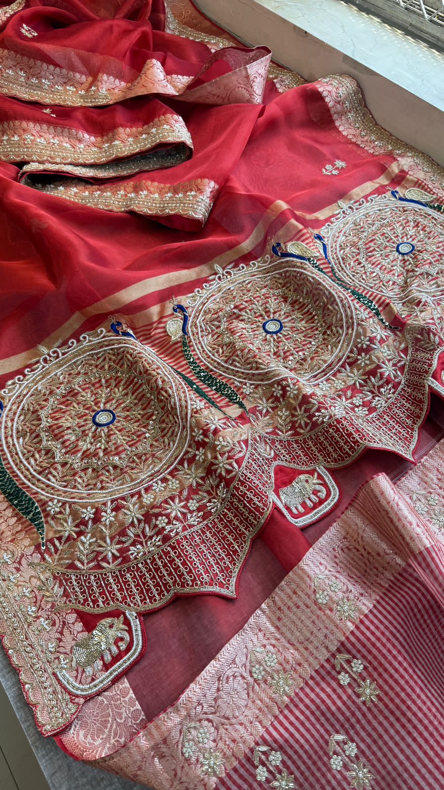 Zardozi Kutdana And Pearl On Tissue Silk Banarasi · 68 Artisan Hours of work · The Noor Edit
