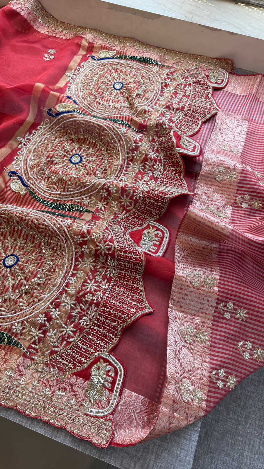 Zardozi Kutdana And Pearl On Tissue Silk Banarasi · 68 Artisan Hours of work · The Noor Edit