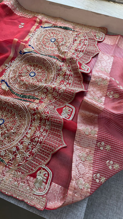 Zardozi Kutdana And Pearl On Tissue Silk Banarasi · 68 Artisan Hours of work · The Noor Edit
