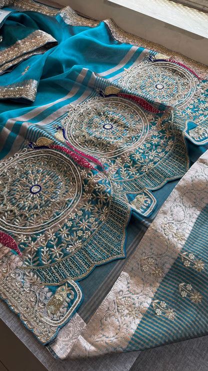 Zardozi Kutdana And Pearl On Tissue Silk Banarasi · 68 Artisan Hours of work · The Noor Edit