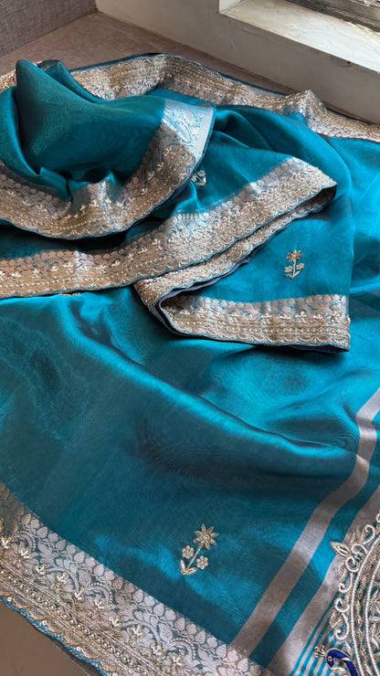 Zardozi Kutdana And Pearl On Tissue Silk Banarasi · 68 Artisan Hours of work · The Noor Edit