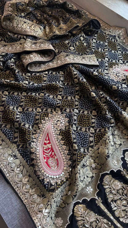 Zardozi Gotta Patti Pearl And Sequins On Khaddi Georgette Banarasi · 68 Artisan Hours of work · The Mehfil Edit