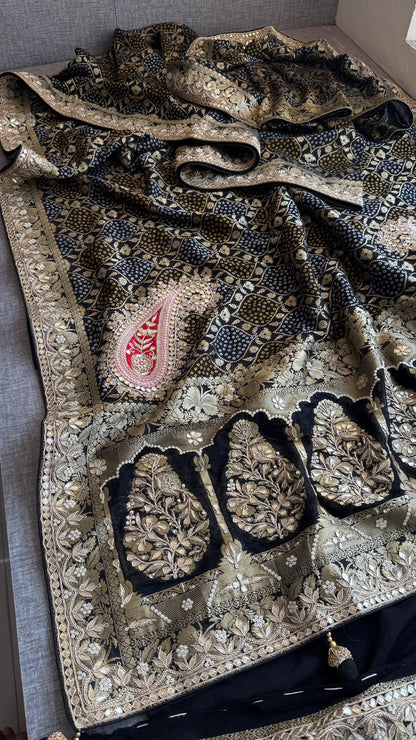 Zardozi Gotta Patti Pearl And Sequins On Khaddi Georgette Banarasi · 68 Artisan Hours of work · The Mehfil Edit