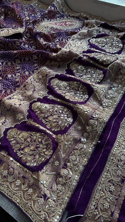 Zardozi Gotta Patti Pearl And Sequins On Khaddi Georgette Banarasi · 68 Artisan Hours of work · The Mehfil Edit