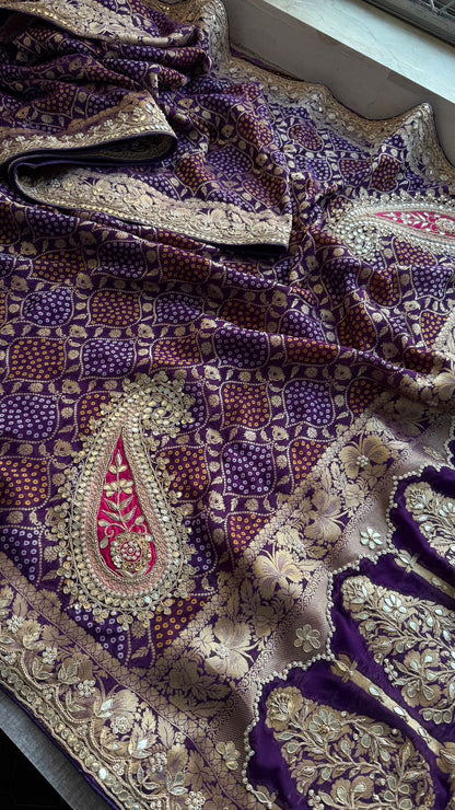 Zardozi Gotta Patti Pearl And Sequins On Khaddi Georgette Banarasi · 68 Artisan Hours of work · The Mehfil Edit