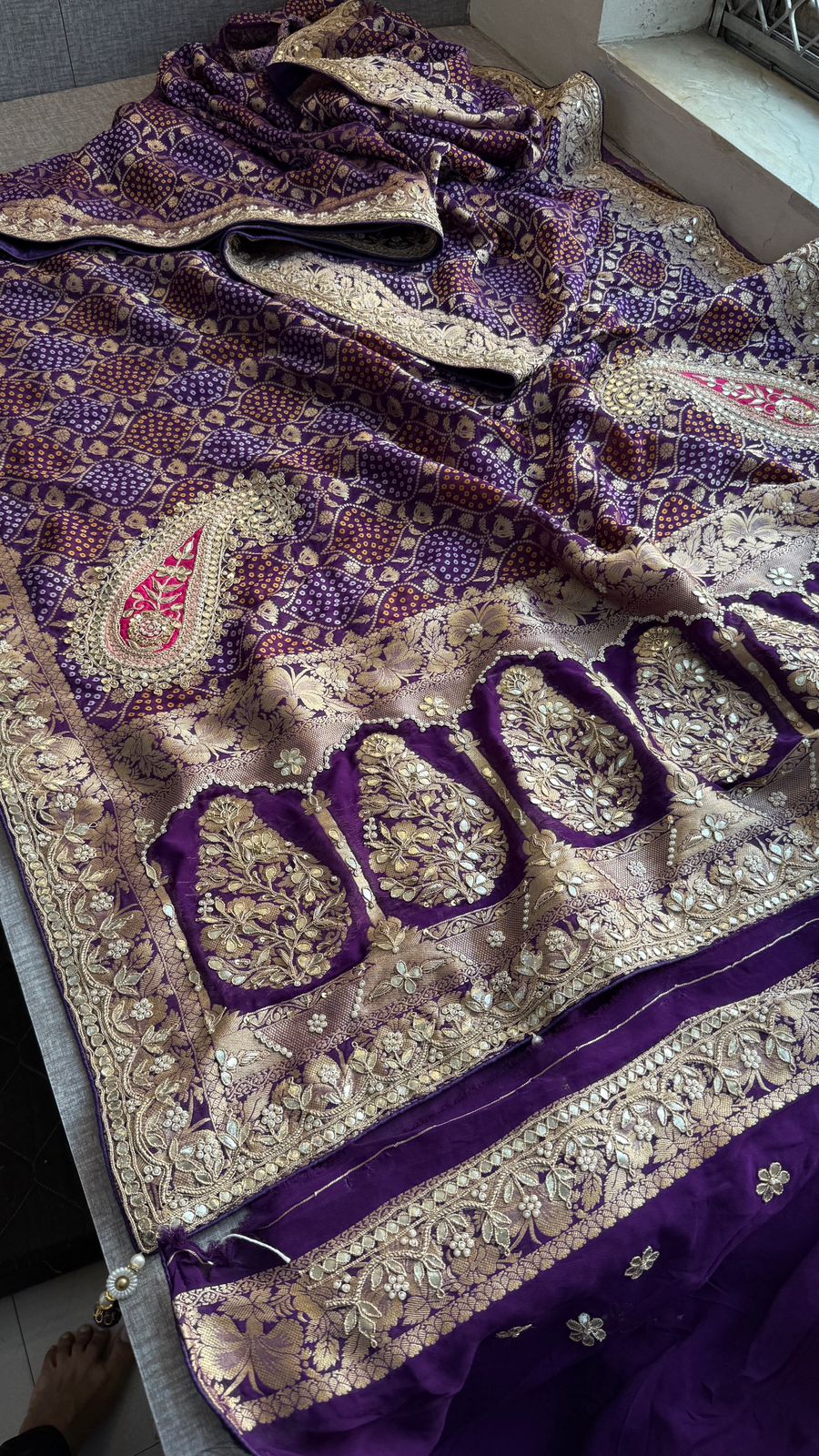 Zardozi Gotta Patti Pearl And Sequins On Khaddi Georgette Banarasi · 68 Artisan Hours of work · The Mehfil Edit