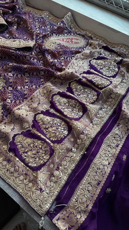 Zardozi Gotta Patti Pearl And Sequins On Khaddi Georgette Banarasi · 68 Artisan Hours of work · The Mehfil Edit