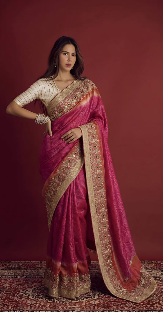 Zardozi Stone And Kutdana On Cosmo Munga Silk · 64 Artisan Hours of work · The Noor Edit