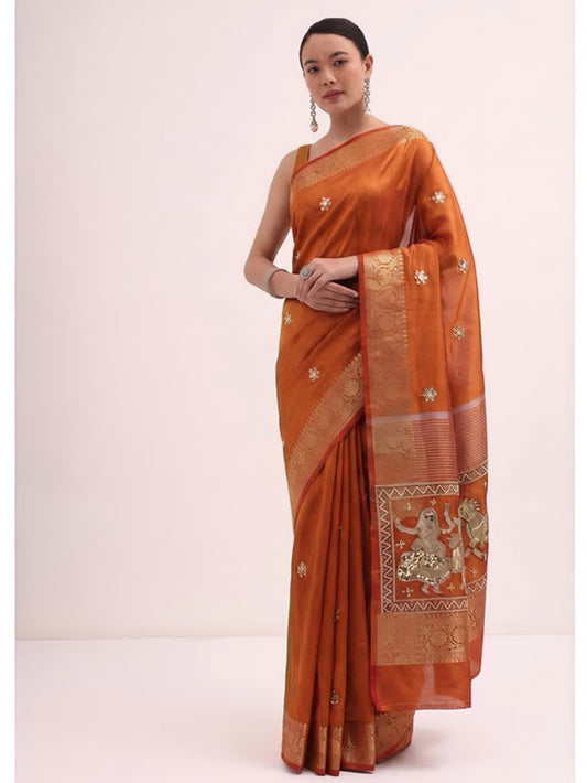 Zardozi Story Pallu On Tissue Silk Banarasi · 72 Artisan Hours of work · The Royal Edit