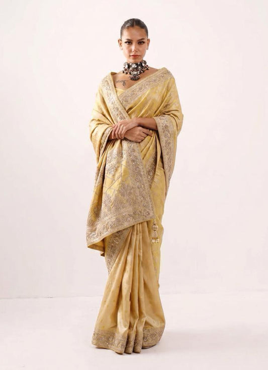 Zardozi Sequins And Pearl On Munga Silk Banarasi · 72 Artisan Hours of work · The Rajnandini Edit