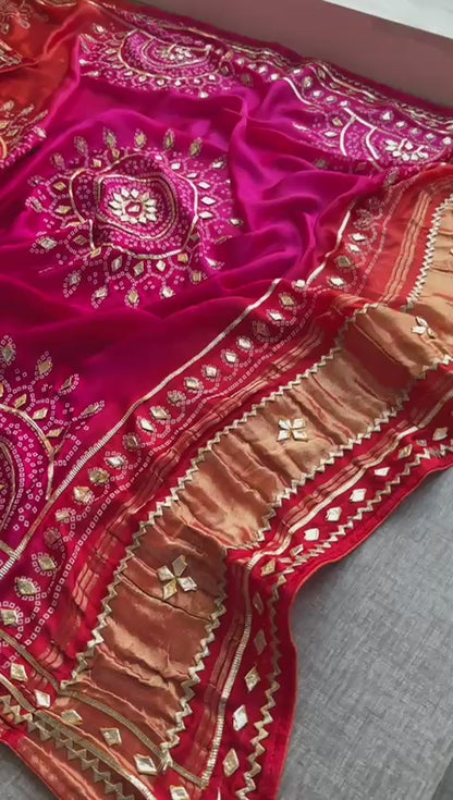 Royal Mandala Gajji Silk Dupatta With Sikhiya Gota Patti Work