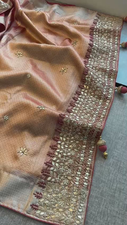 Zardozi Gotta Patti And Pearl On Tissue Silk Banarasi · 64 Artisan Hours of work · The Jashn Edit