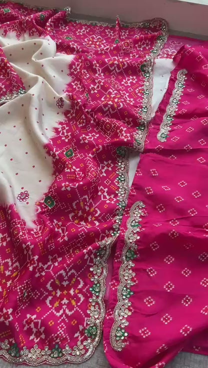 Zardozi And Pearl On Pure Munga Silk Patola · 48 Artisan Hours of work · The Noor Edit