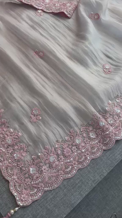 Zari And Zarkan Sequins On Tissue Net · 36 Artisan Hours of work · The Shringar Edit