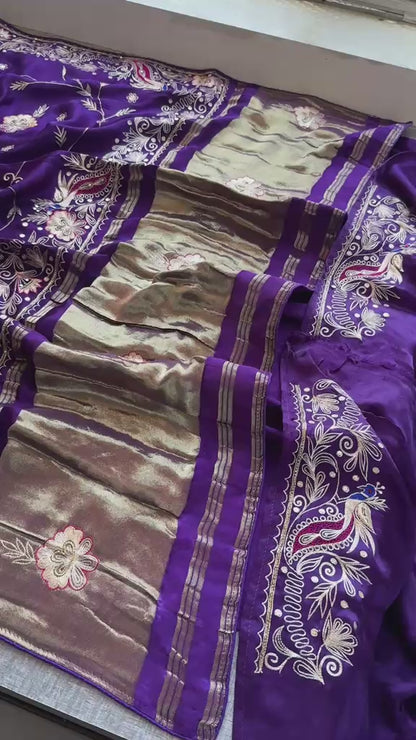 Zardozi And Resham On Pure Gajji Silk · 56 Artisan Hours of work · The Neelambari Edit