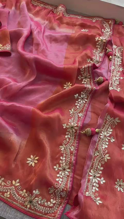Zardozi Floral And Stone On Cosmo Munga Silk · 72 Artisan Hours of work · The Riwaayat Edit