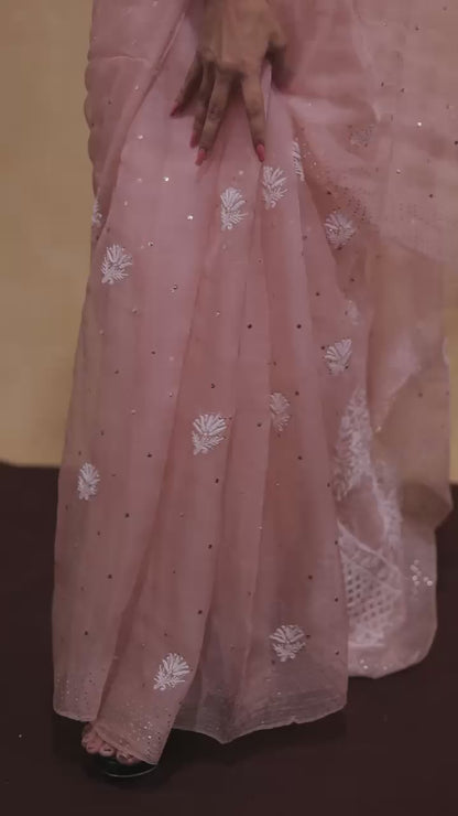 Chikankari And Mukesh On Organza Silk · 48 Artisan Hours of work · The Resham Adaa Edit