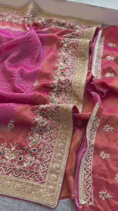 Zardozi Stone And Kutdana On Cosmo Munga Silk · 64 Artisan Hours of work · The Noor Edit