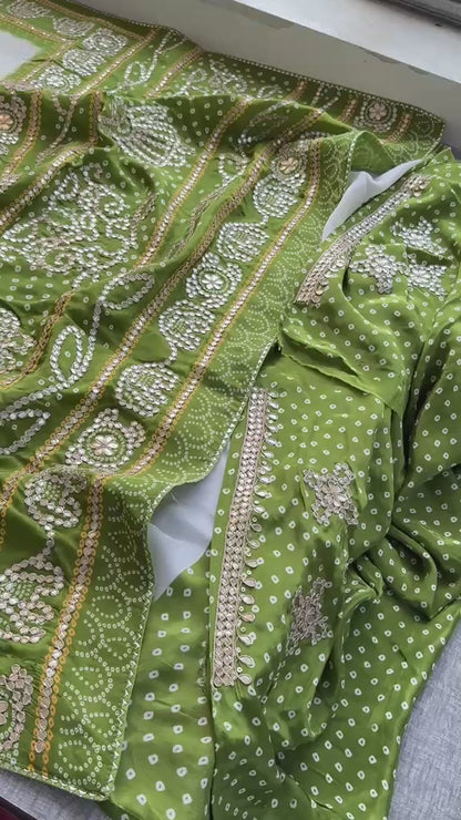 Gotta Patti On Munga Silk Digital Print · 24 Artisan Hours of work · The Mehfil Edit