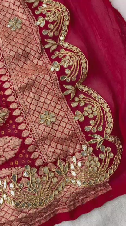 Bridal Royale Pure Khaddi Georgette Dupatta With Heavy Gotta Patti Jaal Handwork