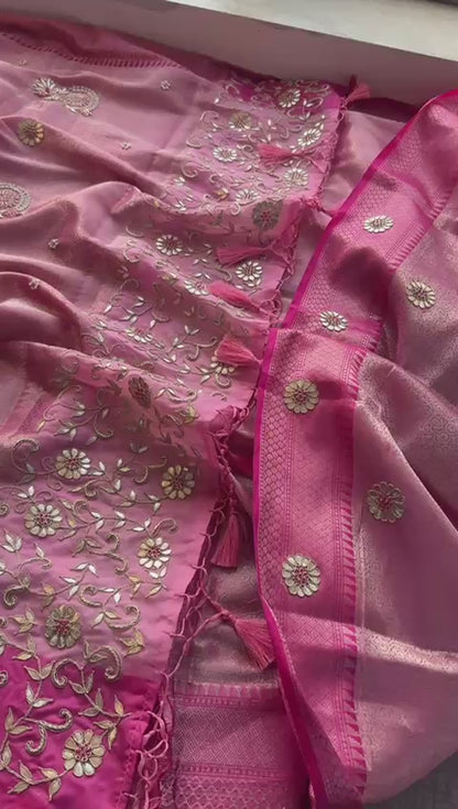 Zardozi Floral Vine On Banarasi Silk · 52 Artisan Hours of work · The Royal Edit