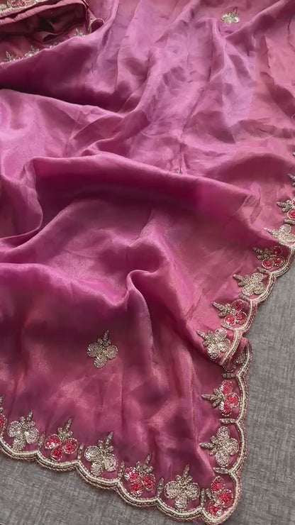 Kutdana Pearl And Sequins On Munga Silk Jacquard · 40 Artisan Hours of work · The Shringar Edit