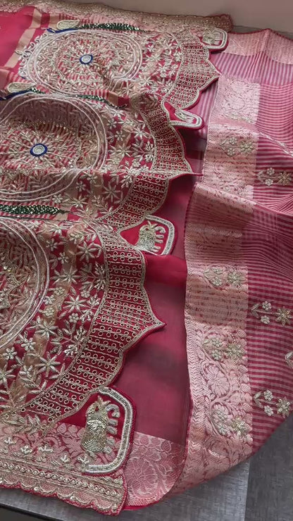 Zardozi Kutdana And Pearl On Tissue Silk Banarasi · 68 Artisan Hours of work · The Noor Edit
